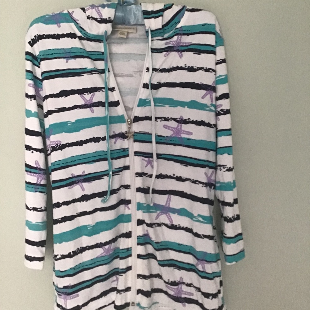 Appleseed’s Striped Women’s Zippered Top Small Starfish